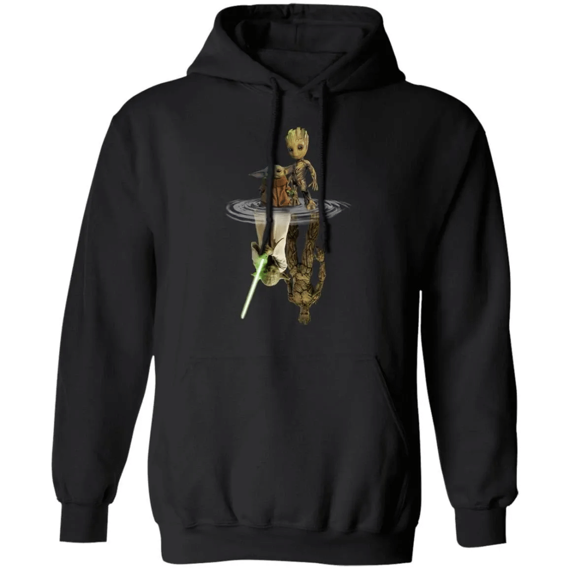 Groot And Yoda Water Reflection Hoodie Cool Gift For Fans Mt12