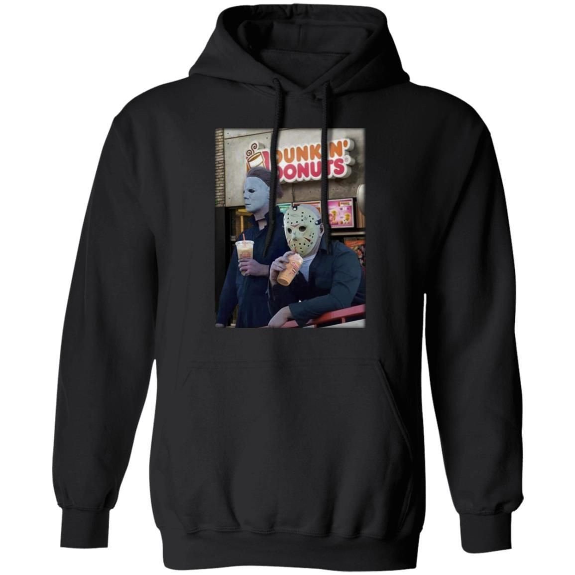 Michael Myers And Jason Voorhees Drink Dunkin Donuts Shirt Hoodie