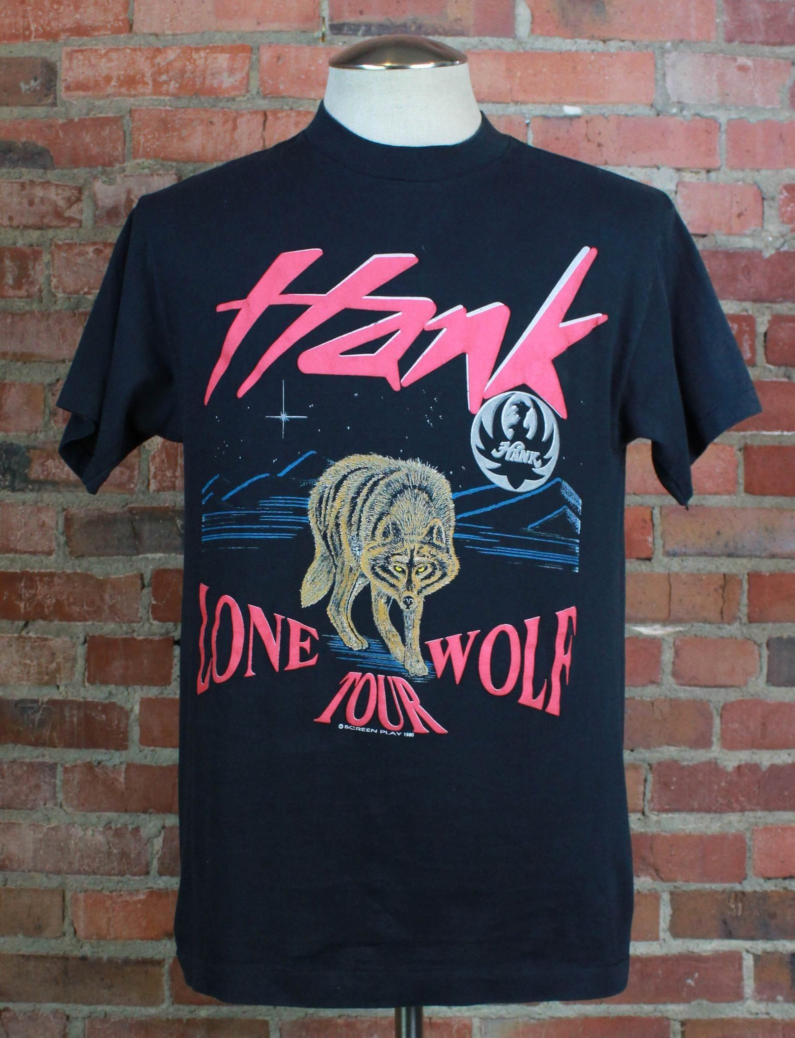 Vintage 1990 Hank Williams Jr Concert T Shirt Lone Wolf Tour Black Unisex /