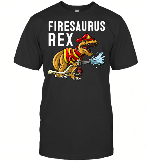 Funny Firemen Firefighter Gift Dino Boys Cool Firesaurus Rex Premium T Shirt