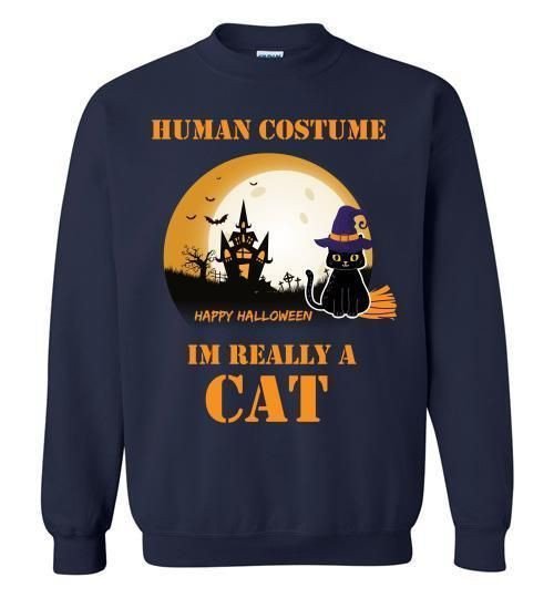 Halloween This Is My Human Costume Im Really A Cat Sweatshirt