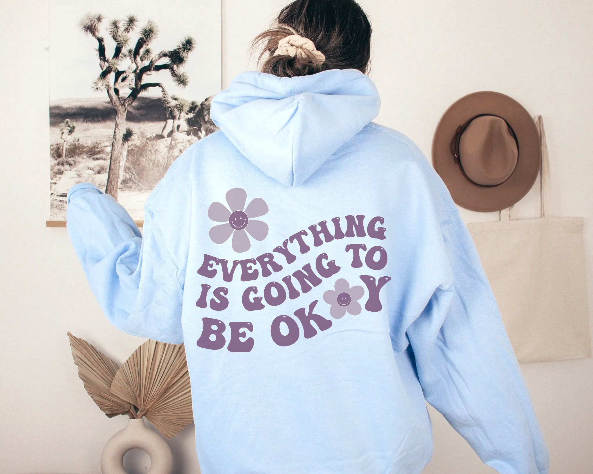 Everything is Going to Be Ok Hoodie Trendy Hoodies Preppy Sweatshirt Oversized Hoodie Aesthetic Sweatshirts Vintage Hoodie 70s Hoodie Women