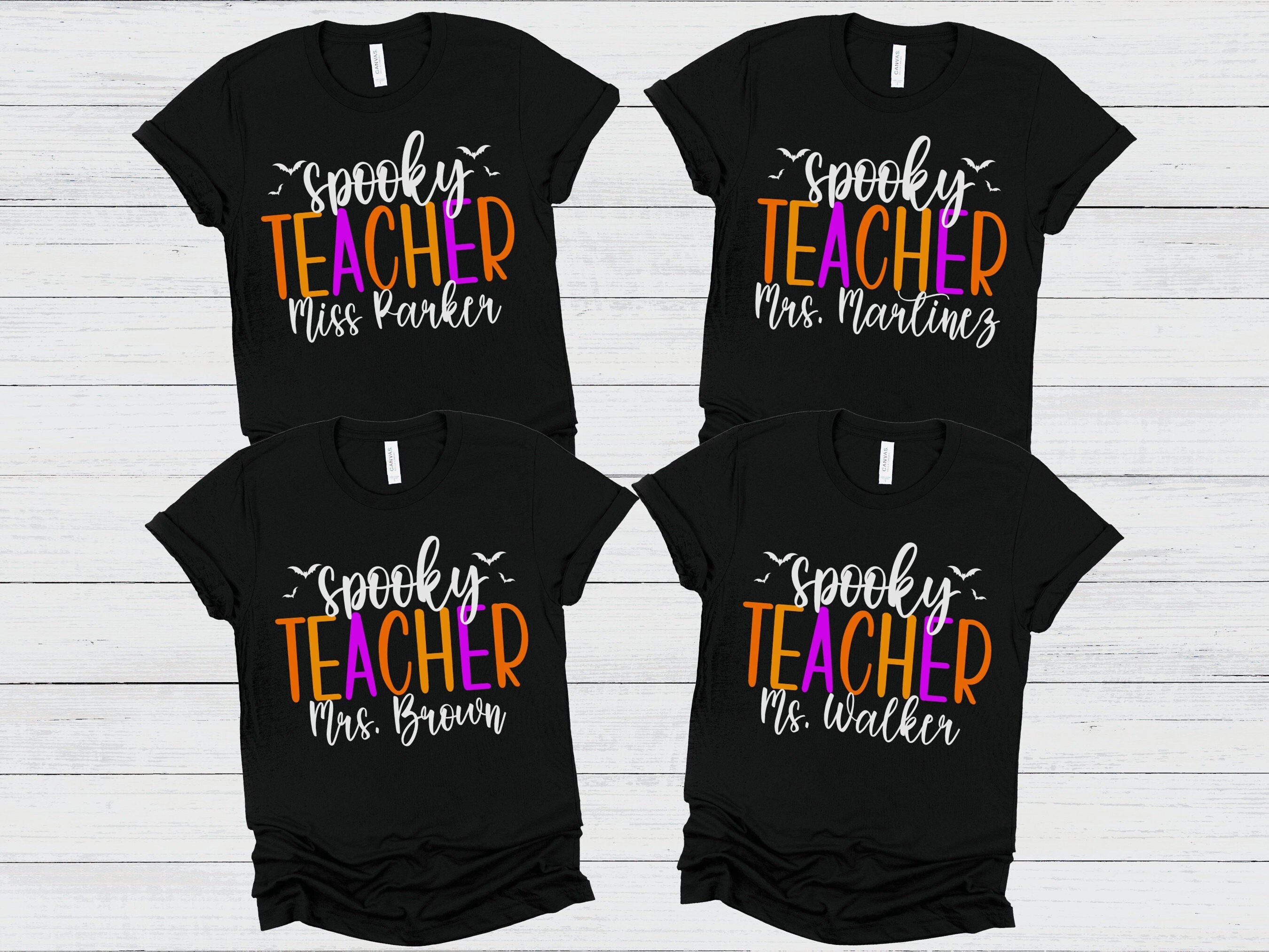 Personalized Teacher Halloween Shirt, Custom Halloween Teacher T-Shirt, Spooky Teacher Teams Tee, Spooky Season Shirt For Teachers