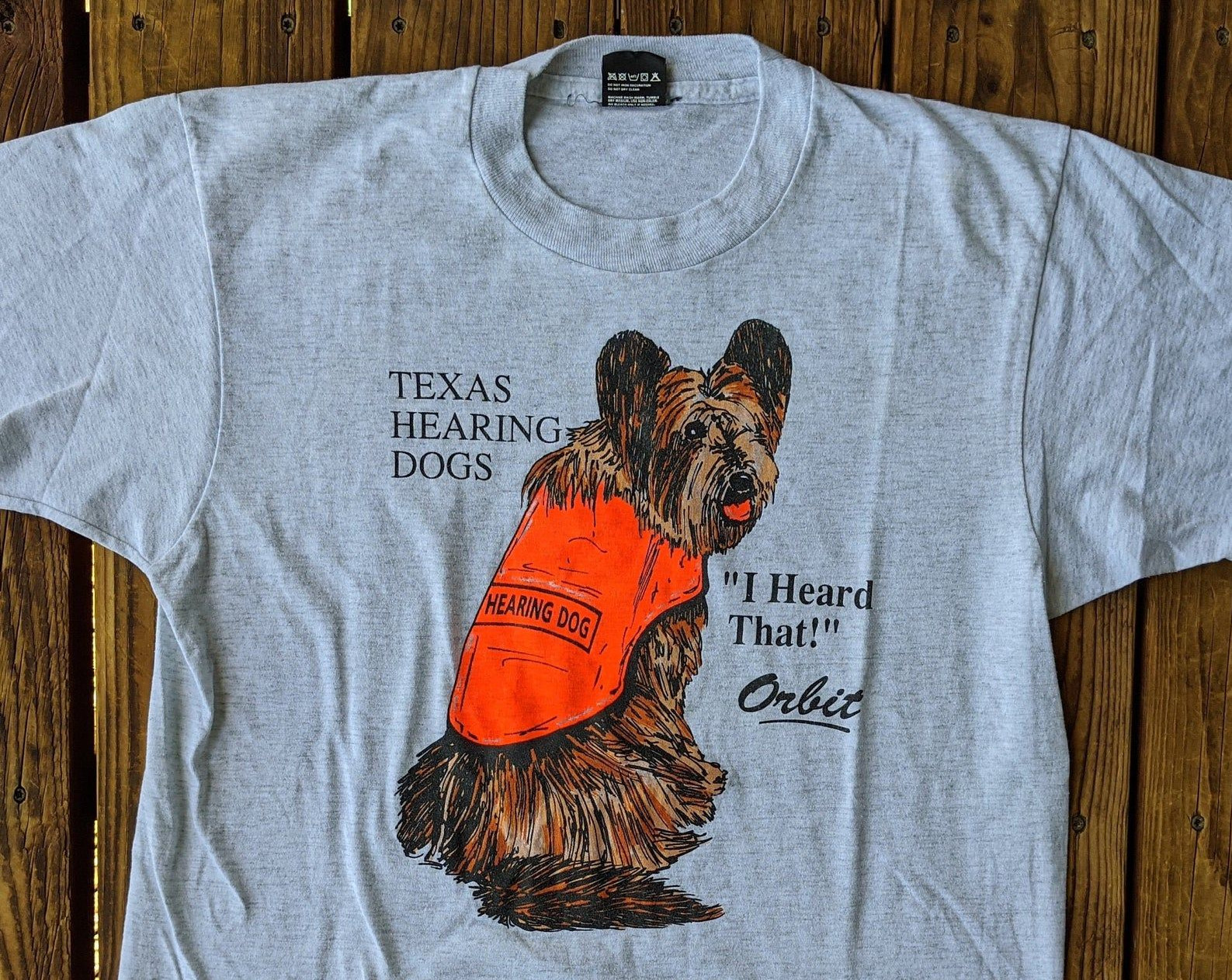 Vintage 90S Texas Hearing Dogs Orbit – I Heard That! Single Stitch Tee – L