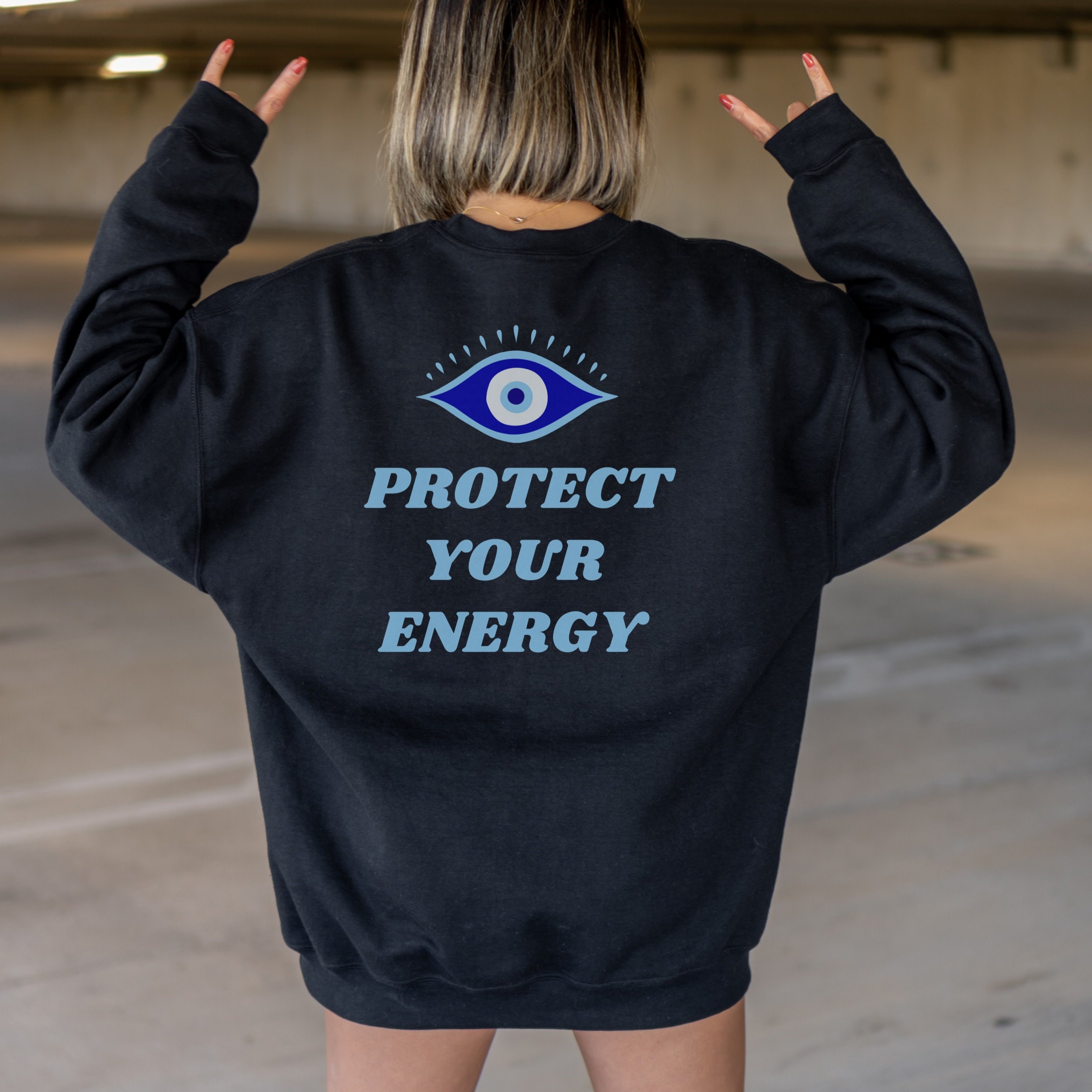 Evil Eye Crewneck Sweatshirt VSCO Sweatshirt Preppy Sweatshirt Indie Clothing Trendy Sweatshirt with Saying on Back Print Only Aesthetic