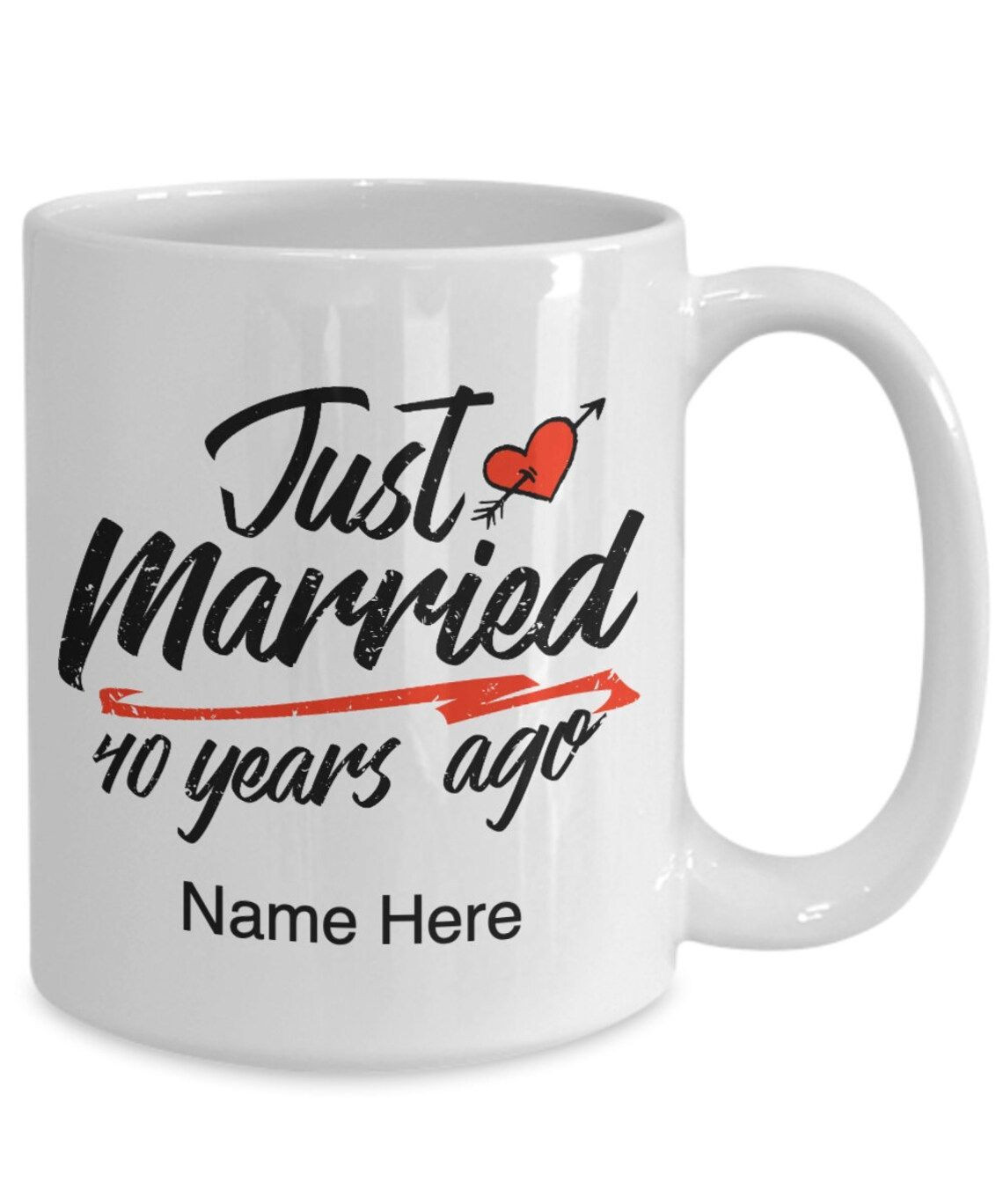 40Th Wedding Anniversary Mug, Gift For Couple, Husband & Wife, Him & Her, Just Married 40 Years Ago