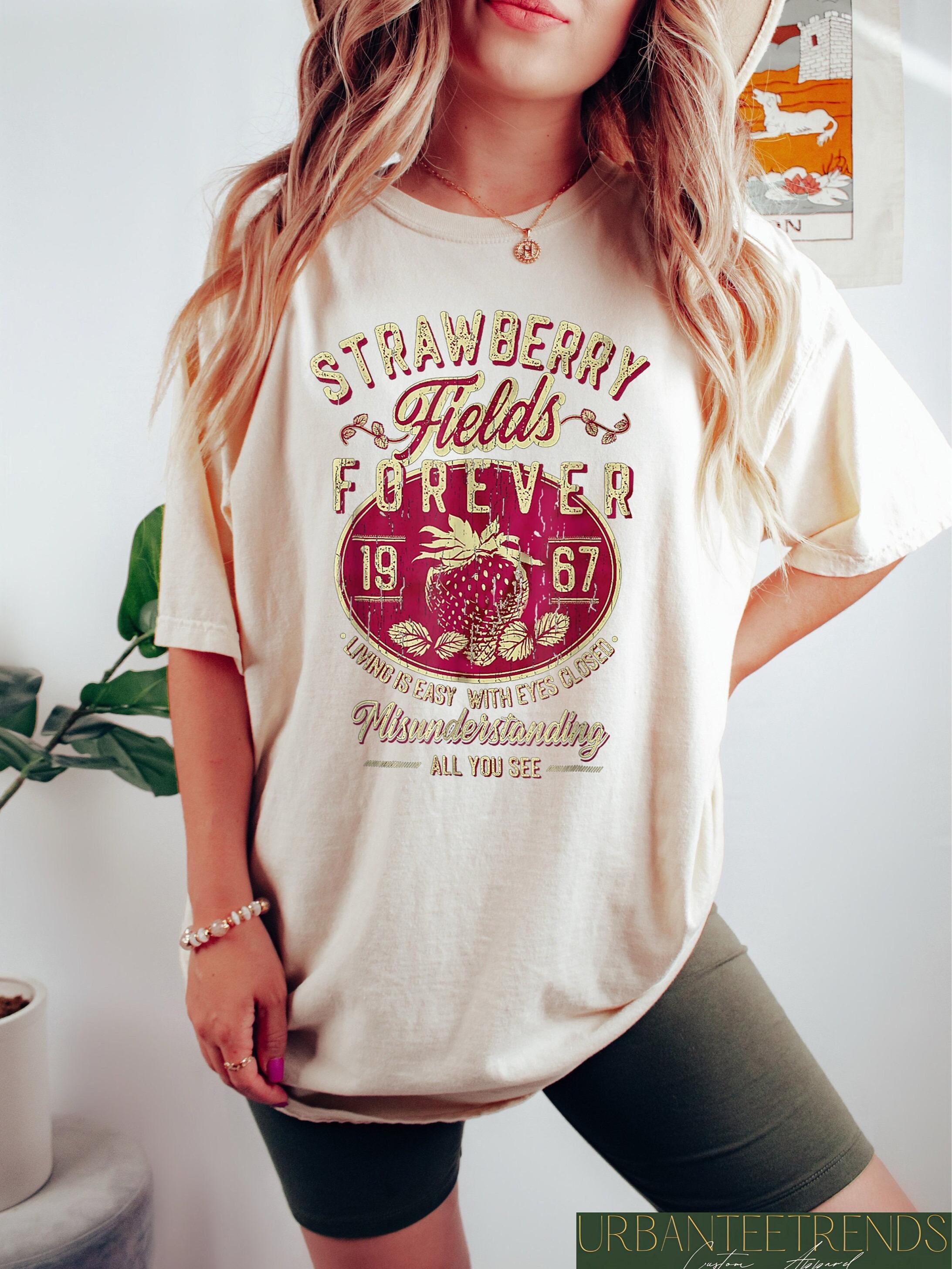 Old School Band Tee, Comfort Retro Band Tee, Beatle Strawberry Fields Rock Band Tee, Oversized Trendy Shirts