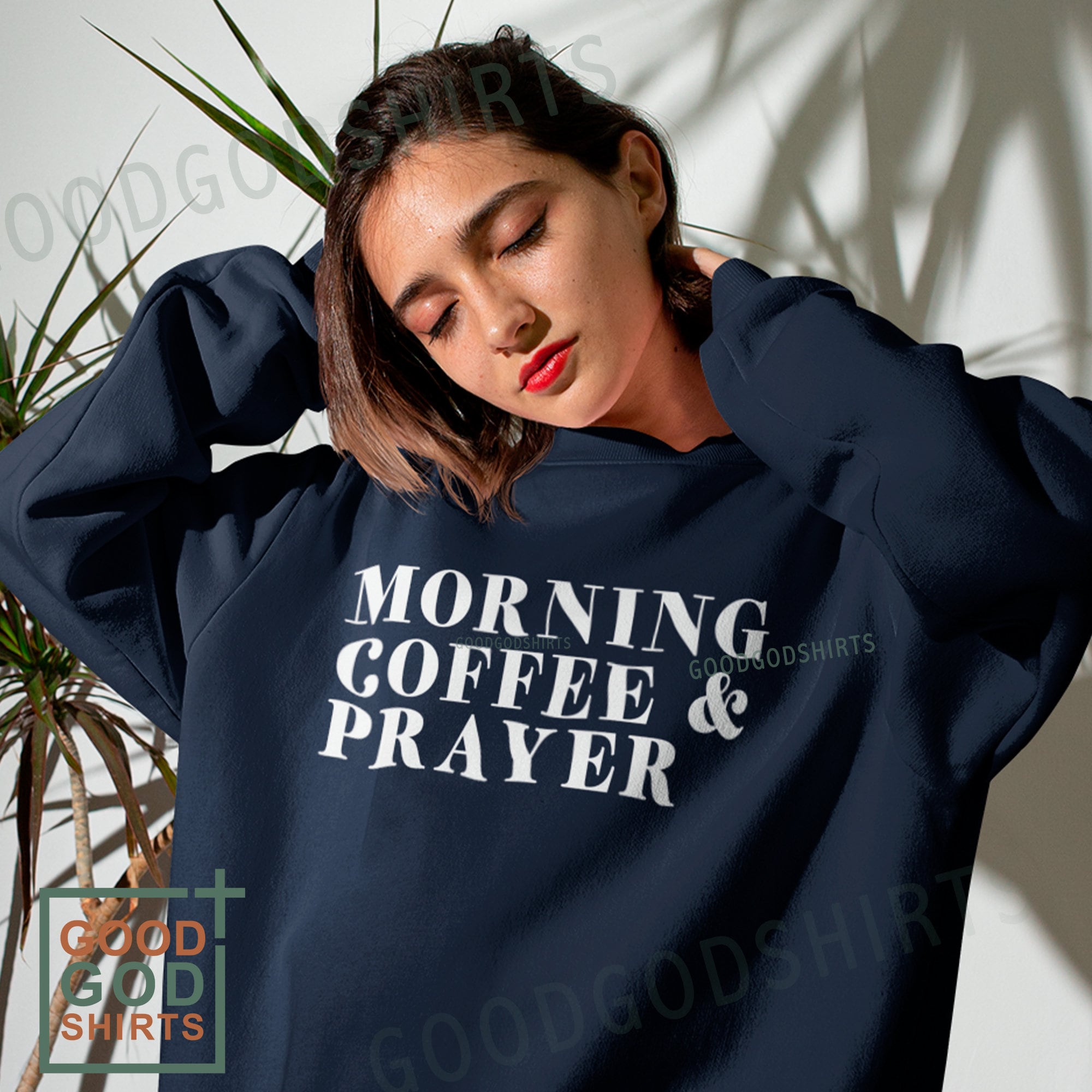 Morning Coffee Prayer Sweatshirt ,Christian Shirts,Religious Gift,Inspirational jumper,Jesus Top,Chosen shirt,Love Pullover,Faith T-Shirt