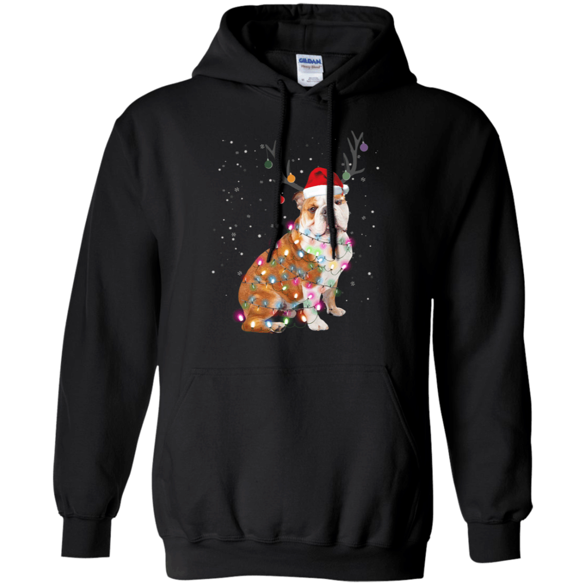 Christmas Lights Bulldog Dog Funny Xmas Hoodie