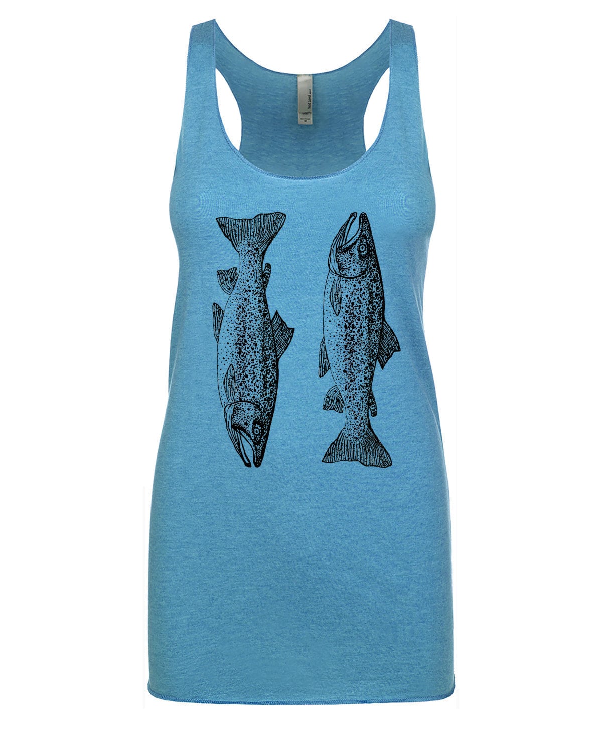 Salmon tank top trout tee teal