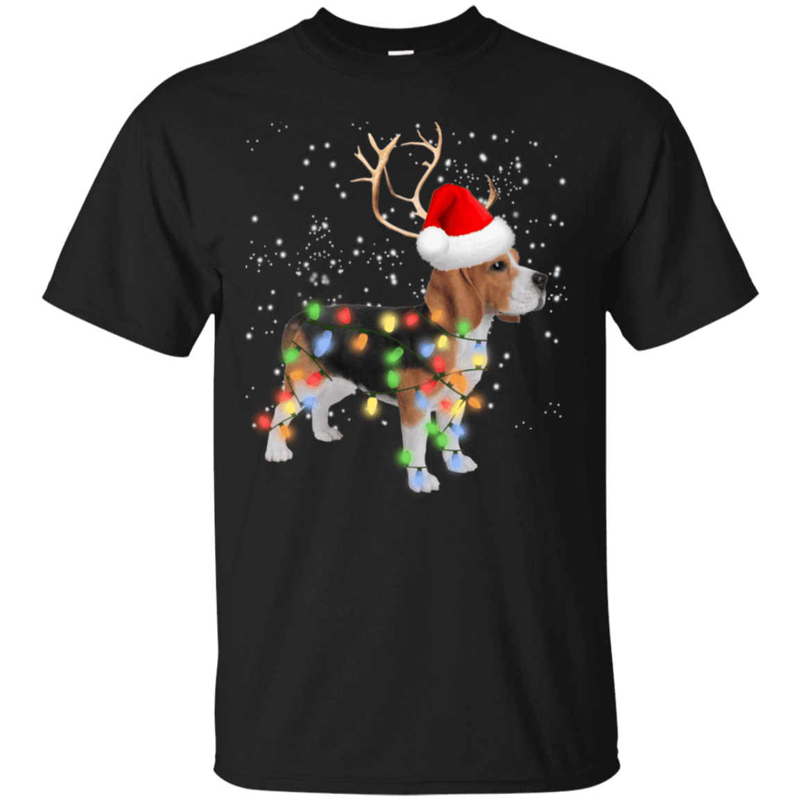 Beagle Santa Lights Christmas Dog Xmas T-Shirt