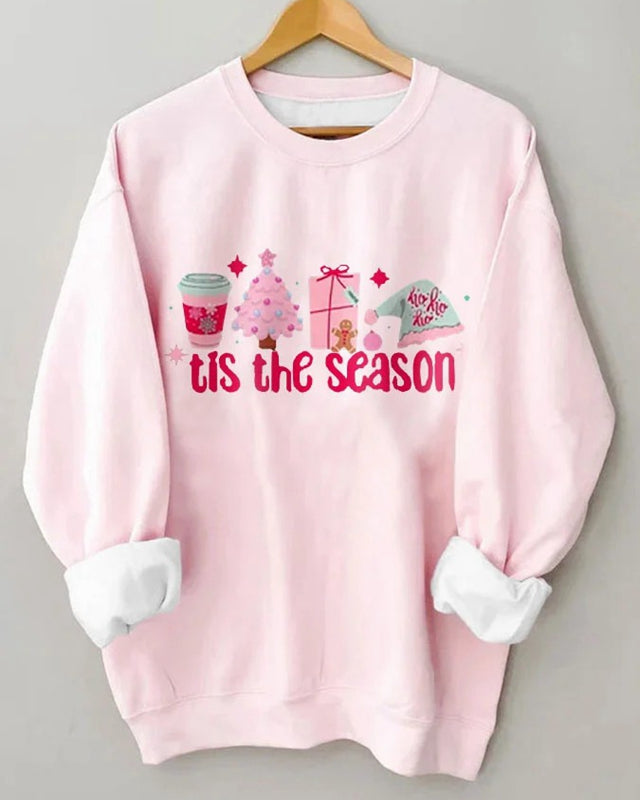 Tis The Season Print Casual Christmas Sweatshirt