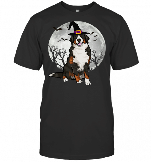 Scary Bernese Mountain Dog Witch Hat Halloween T Shirt