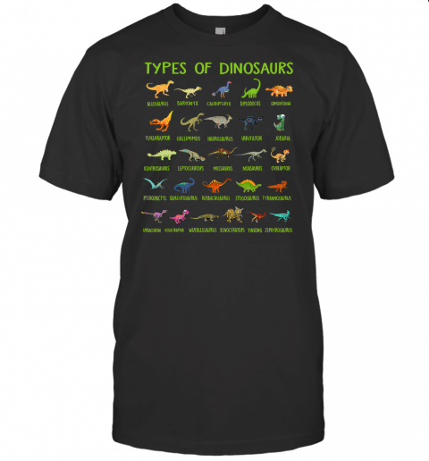 Types Of Dinosaurs Allosaurus Baryonyx Funny Gift Idea T Shirt