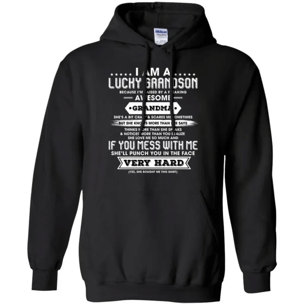 I Am A Lucky Grandson I Have A Awesome Grandma Hoodie Gift Pt06