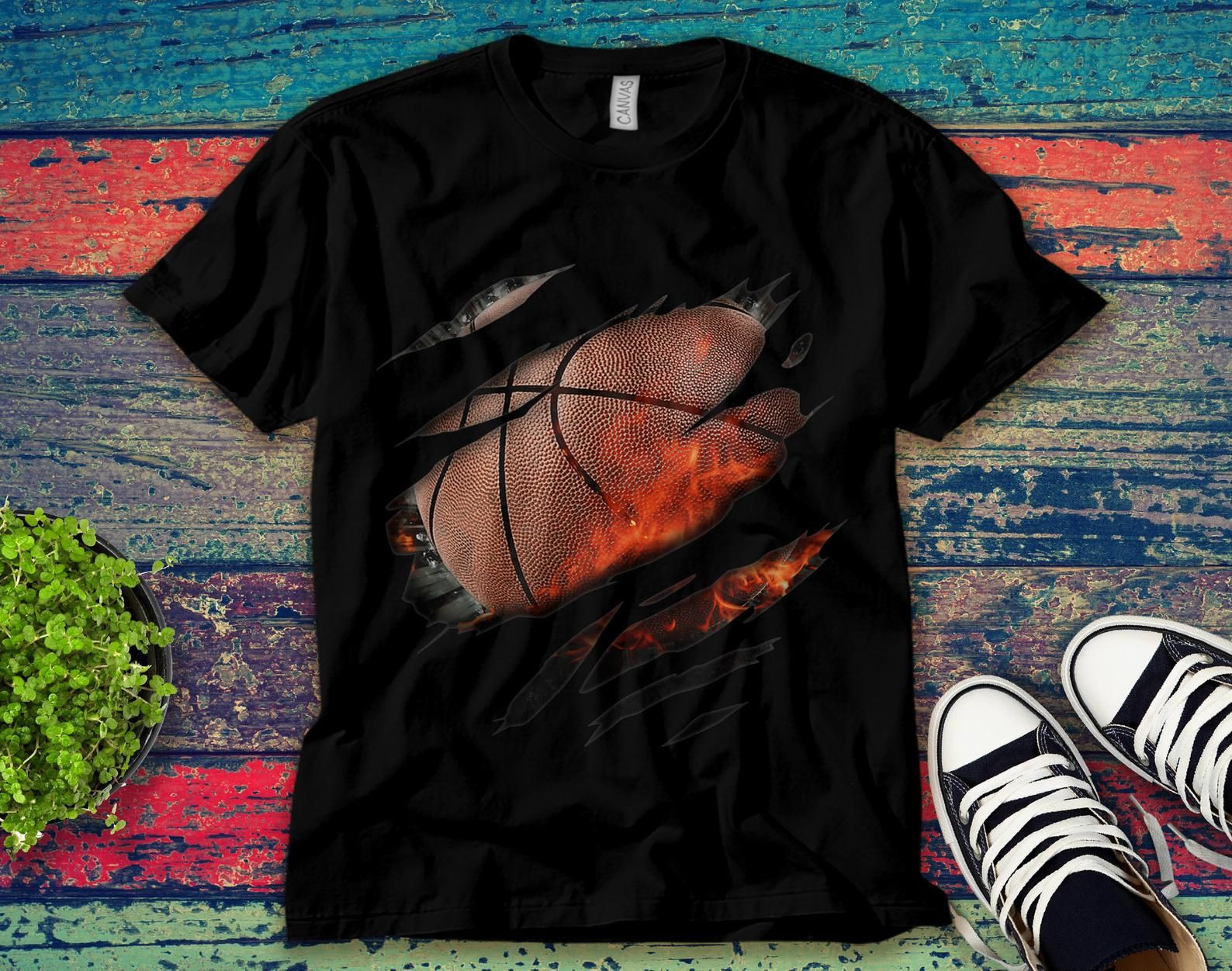 Basketball In Me Design Basketball Player Funny Retro Vintage Unisex T-Shirt Unisex Adult Bella Shirt K5511