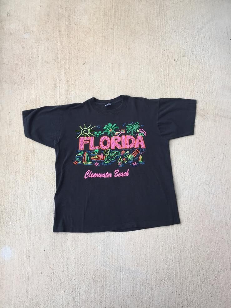 Vintage Clearwater Beach Shirt Taille 90 Tampa Bay Sarasota Clearwater Beach Excursion Neon Graphic Florida Shirt