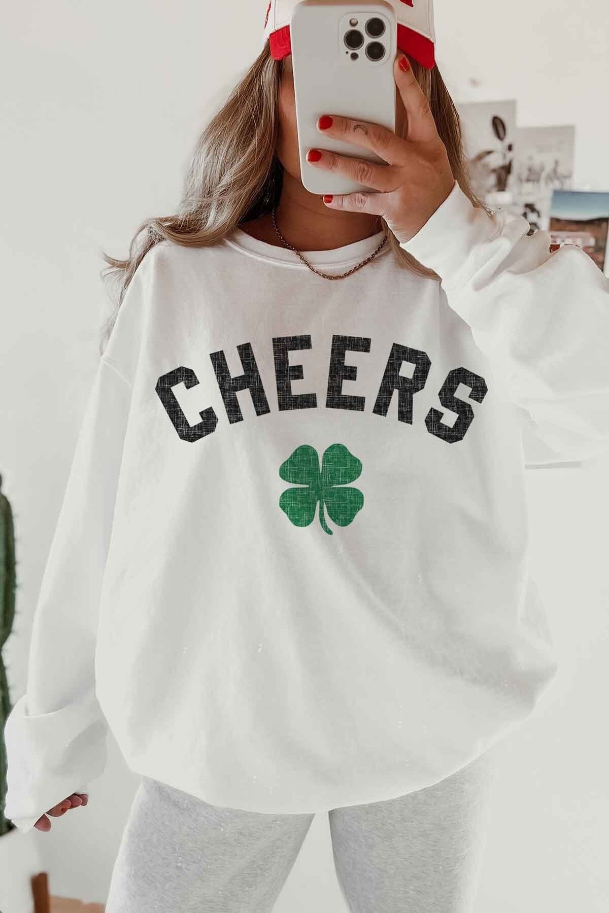 Cheers Sweatshirt Drink Saint Patricks Day Irish Sweatshirt Lucky Sweatshirt Clover Sweatshirt Saint Patrick’s Sweatshirt Trendy Sweatshirt