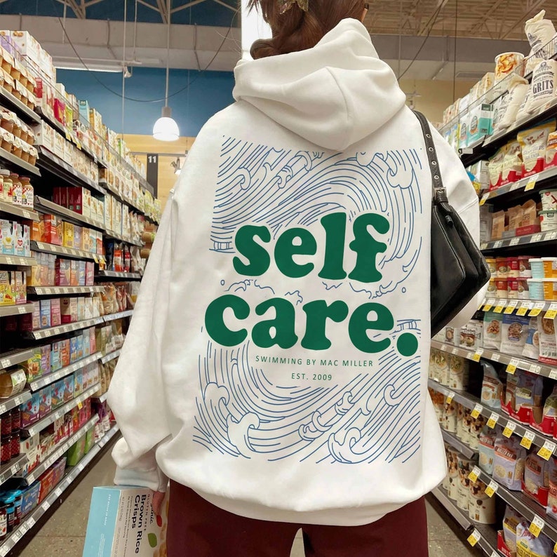 Self Care Letter Print Hoodie