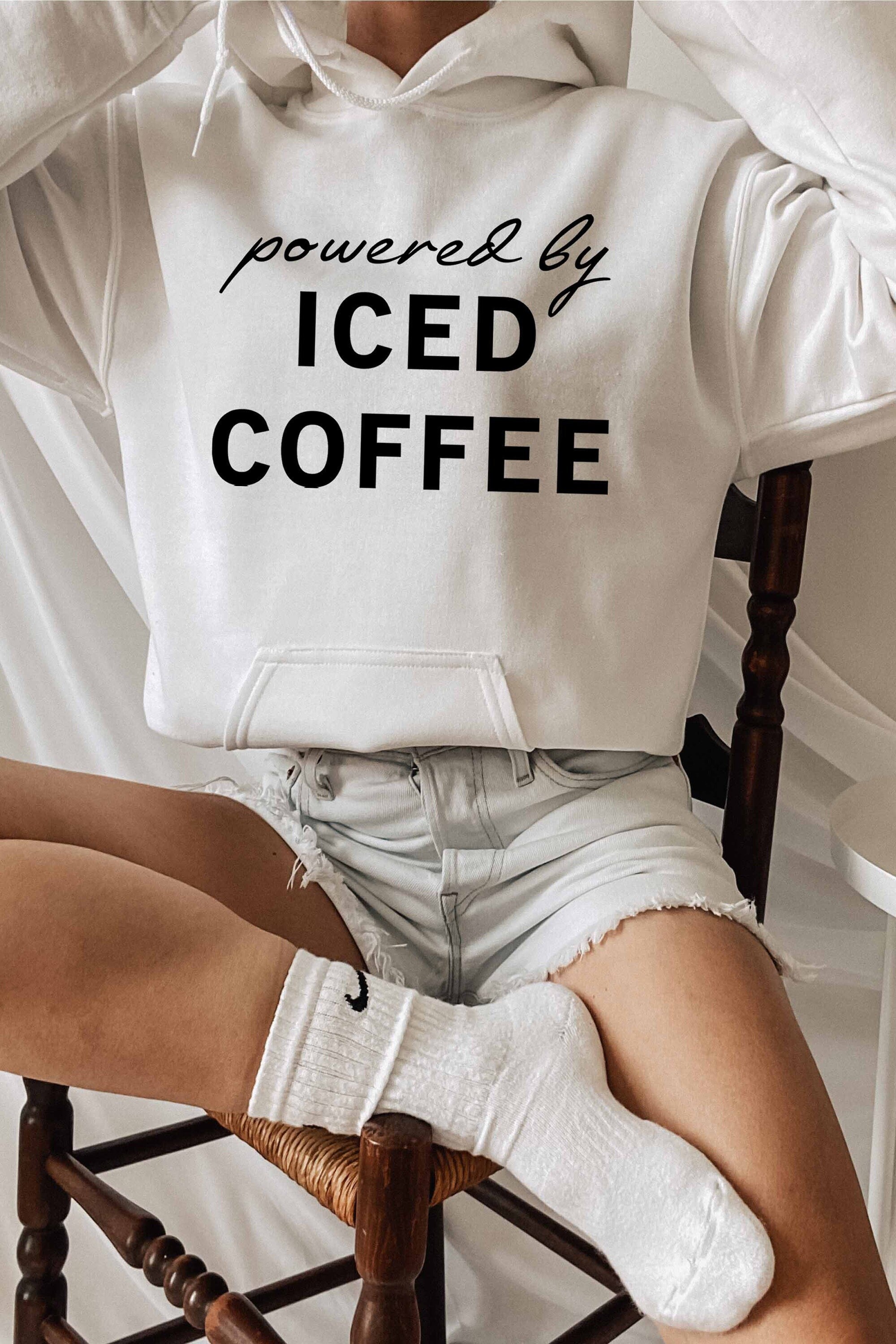 Powered By Iced Coffee Hoodie | Trendy Hoodie | Iced Coffee Lover Sweatshirt | Cold Brew | Gifts For Her | Fall Coffee Sweatshirt| Oversized