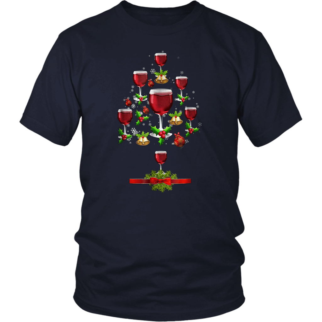 Christmas Xmas Wine Tree T-Shirt Gift For Men Women