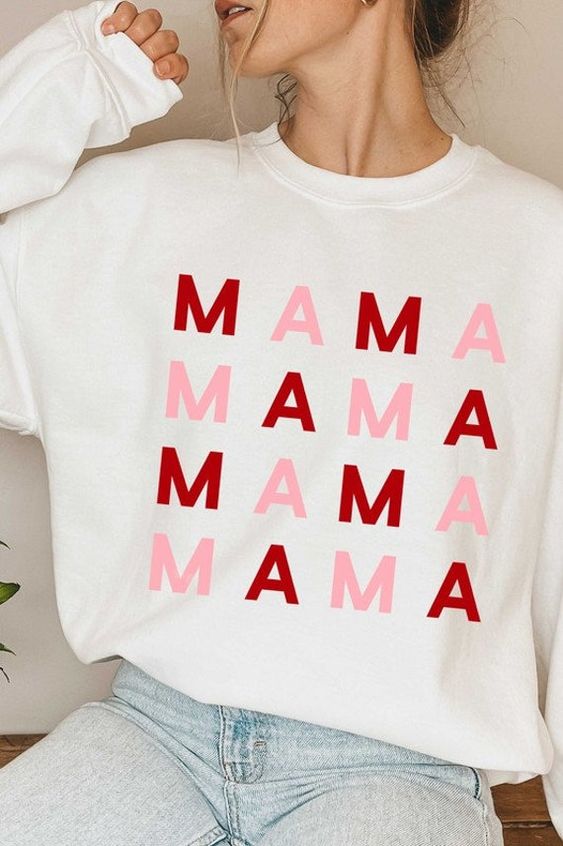 MAMA Graphic Sweatshirt, Womens Cute Valentine Shirt, Cozy Mama Sweatshirt