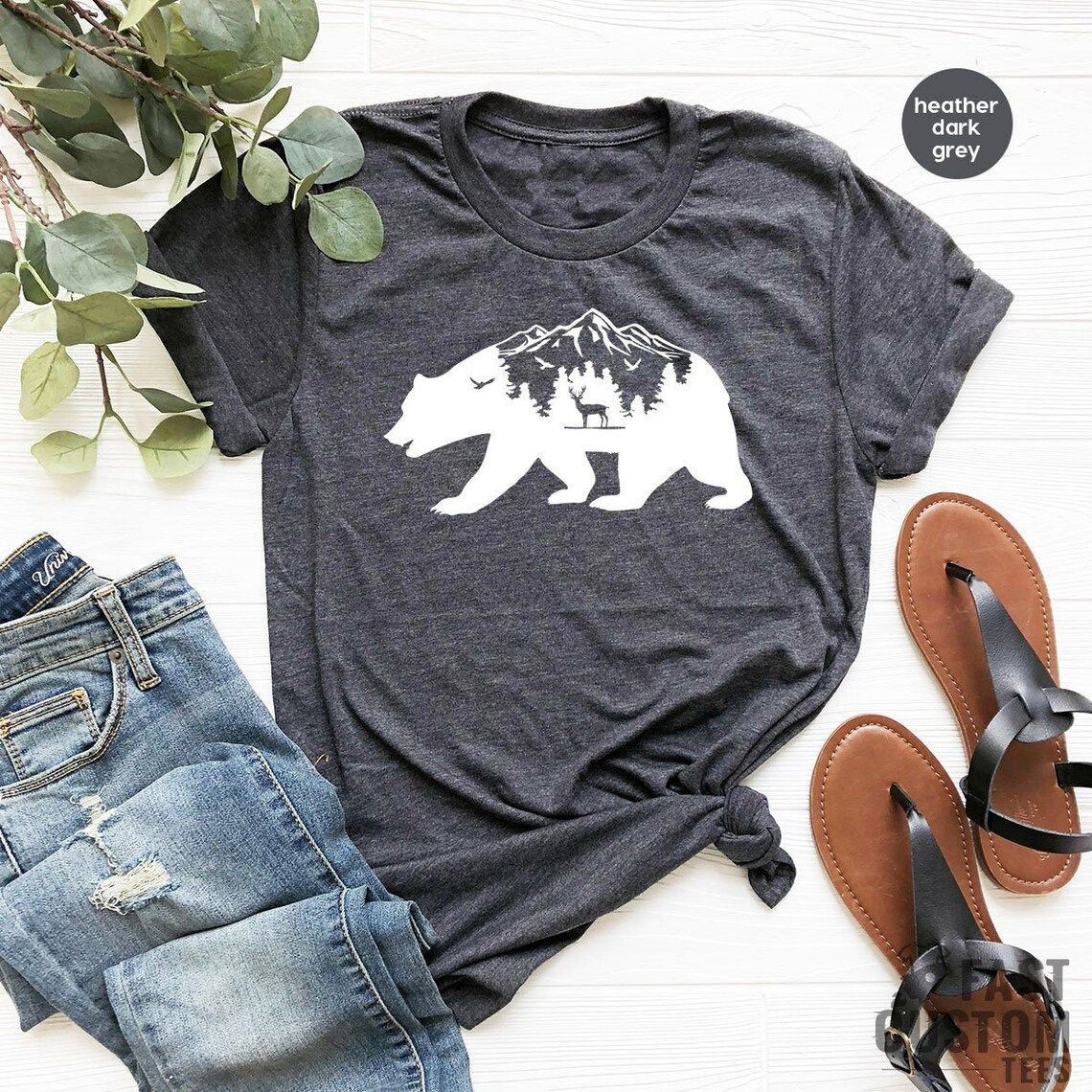 Mountain Tshirt, Camping Shirt, Nature Lover Shirt, Gift For Camper, Hiking T Shirt, Bear Deer Shirt, Outdoor Shirts, Vacation T Shirt