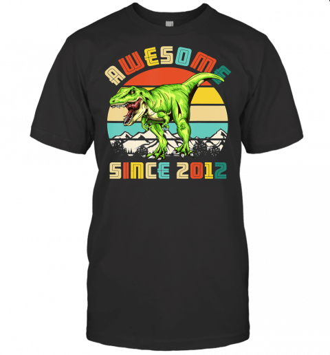 8Th Birthday Dinosaur 8 Year Old Boy Awesome Since 2012 T Shirt