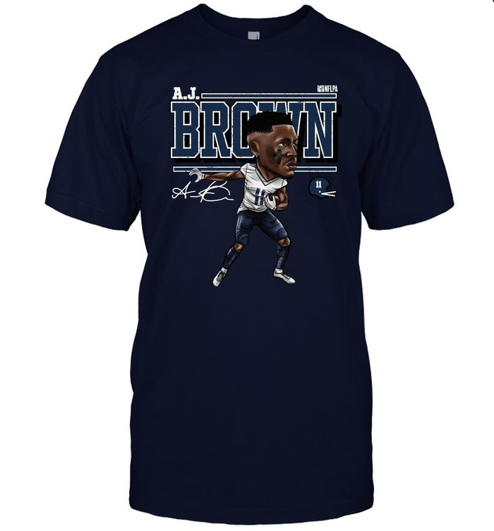 Aj Brown Cartoon Wht Shirt