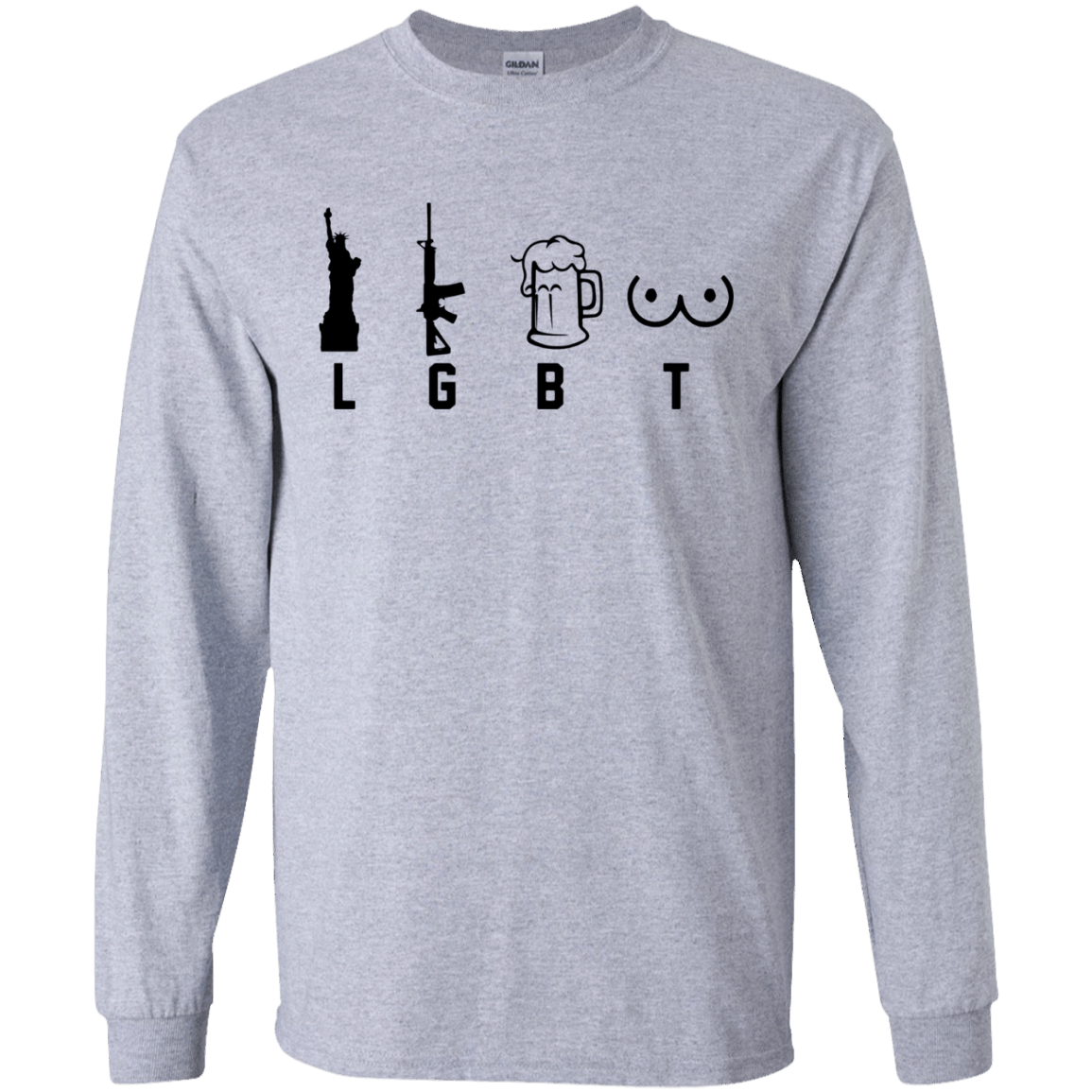 Lgbt Funny Shirt Liberty Guns Beer And Ta Tas Black Sweatshirt