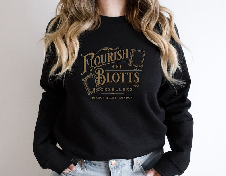 Flourish Blotts Wizard Book Shop Vintage Style Sweatshirt