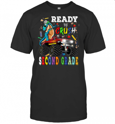 Back To School 2Nd Grade Dinosaur Monster Truck T Rex Boys T Shirt