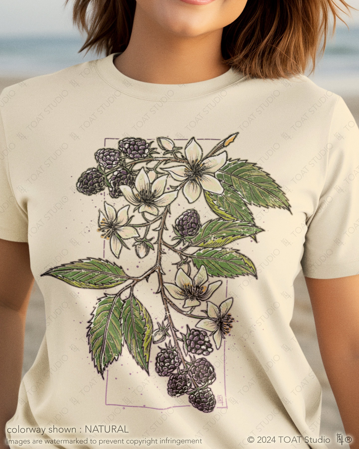 Blackberries Unisex T-shirt, Black Currant Flower Art, Raspberry Botanical Art, Flower Gardens, Berry Fruits, Farmcore Aesthetic