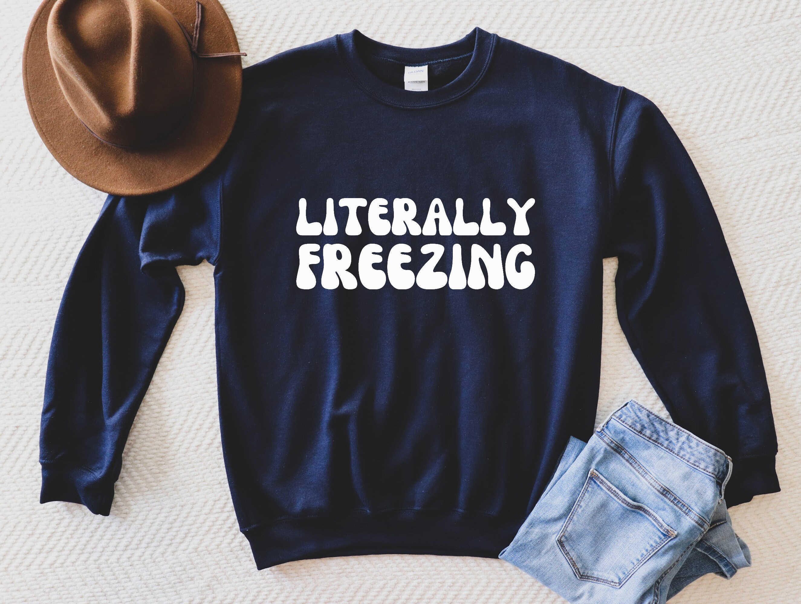 Retro Literally Freezing Sweatshirt, Retro Crewnecks Always Cold Sweaters Retro Sweatshirts Trendy Crewnecks Aesthetic Sweatshirts