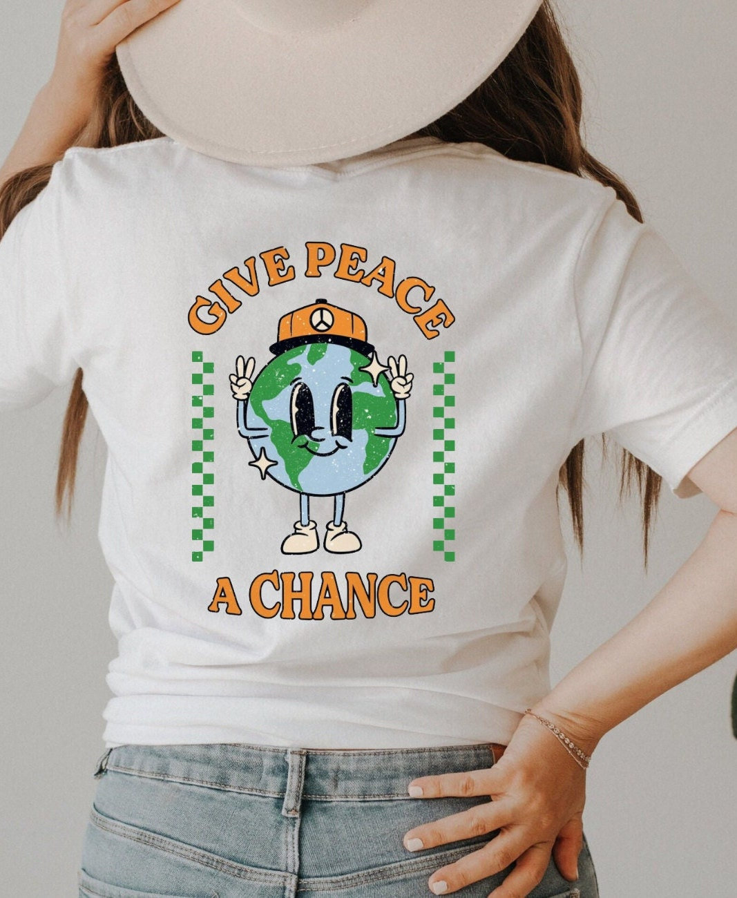 Give Peace Shirt Planet Shirt Earth Day Shirt Mother Earth Mother Nature Tee Retro Shirt Trendy Shirt Eco Friendly Tee Earth Day Oversized