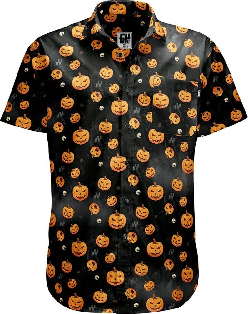 Pumpkin Halloween – Men’S Button Down Short-Sleeved Hawaii Shirt