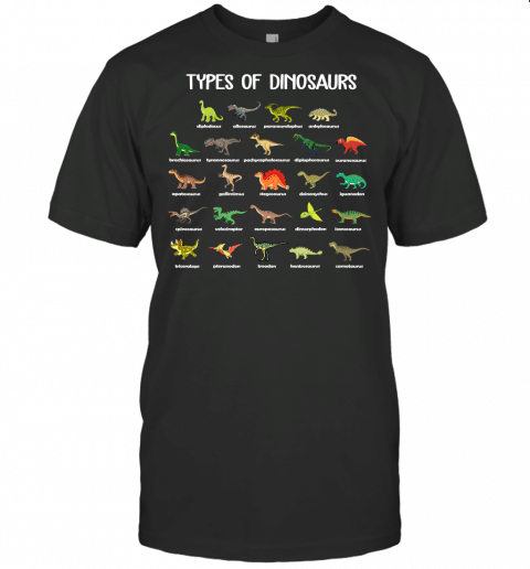 Type Of Dinosaurs Diplodocus Allosaurus Ankylosaurus Tshirt