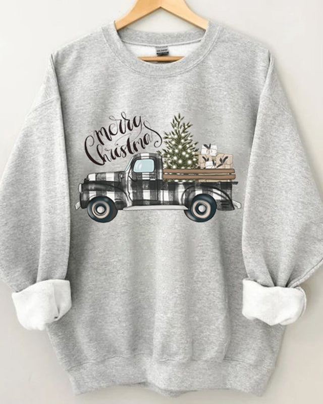 Merry Christmas Car Print Sweatshirt