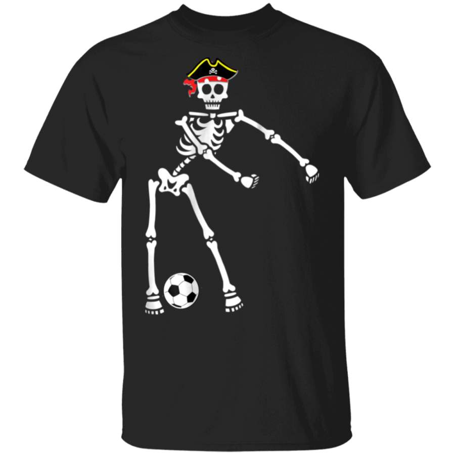 Pirate Skeleton Soccer Halloween Tshirt Flossing Dance Kids