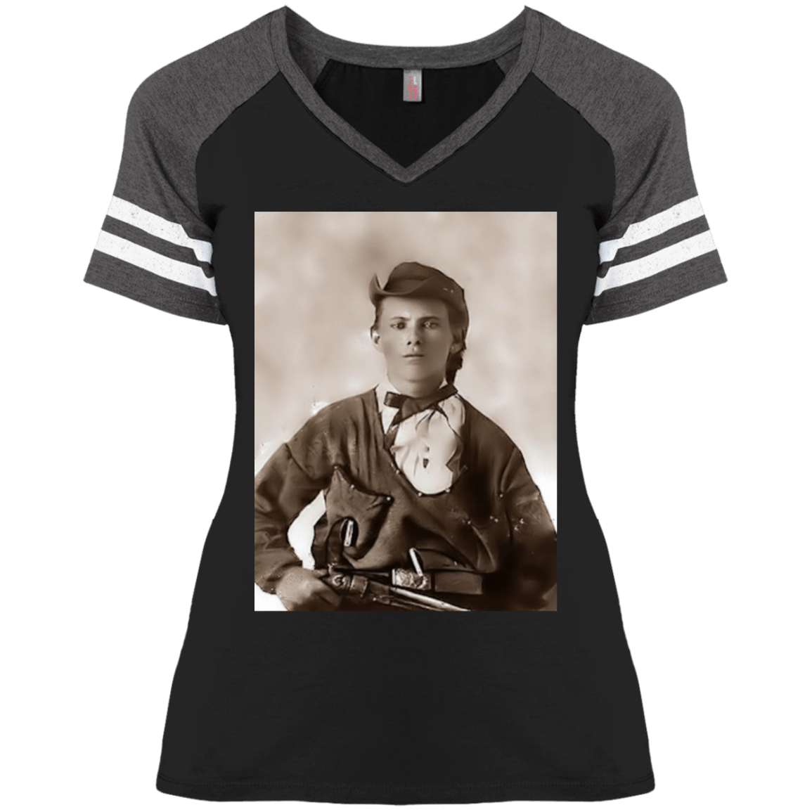 Jesse James Notorious Gangsters Ladies’ V-Neck