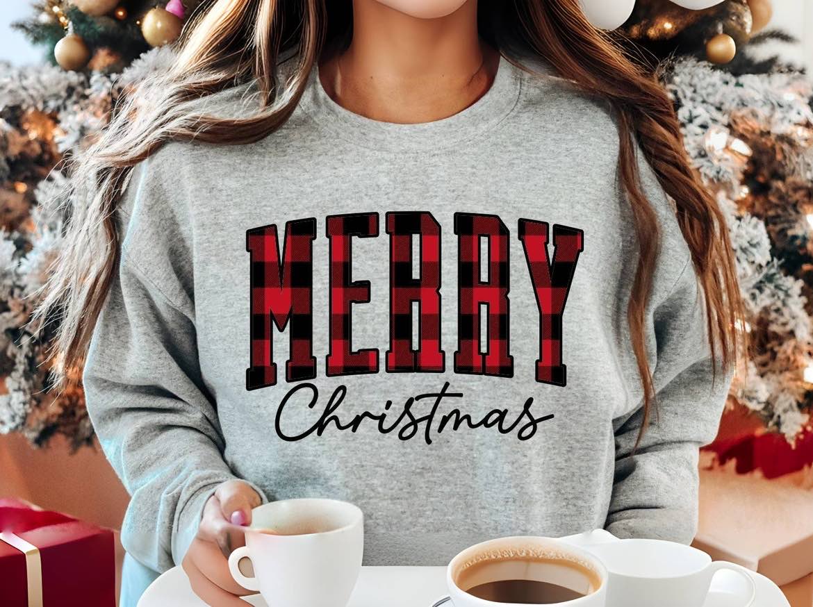 Merry Christmas Letter Print Sweatshirt